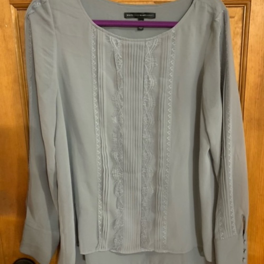 White House Black Market Grey Blouse